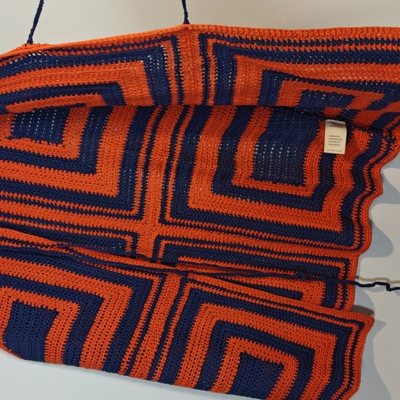 FRNCH NWT Cybille Sleeveless Crochet Jacket Vibrant Orange and Blue Knit Medium - Picture 10 of 16